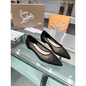 Christian Louboutin Follies Strass Flats Mesh Black Christian Louboutin Shoes