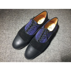 Christian Louboutin Hubertus Oxford Lug-sole Suede and Leather Black Navy