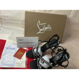 Christian Louboutin Joli Queen Embellished Sandals 100mm Black Christian Louboutin Shoes