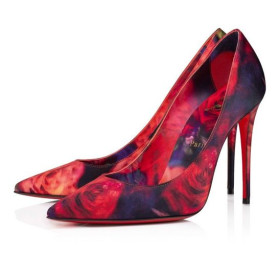 Christian Louboutin Kate 100 Mm Pumps Roses Printed Crepe Satin Multicolor