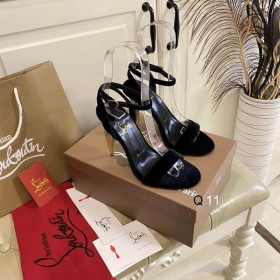 Christian Louboutin Lipqueen Sandals 100mm Velvet Black Christian Louboutin Shoes