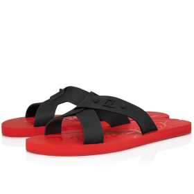 Christian Louboutin Loubi Cross Sandal Mule Rubber Black Red Christian Louboutin Shoes