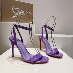 Christian Louboutin Loubigirl 100 mm Sandals Patent Leather Purple CL Shoes