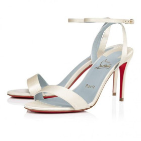Christian Louboutin Loubigirl 85mm Strappy Sandals Crepe Satin Off White CL Shoes