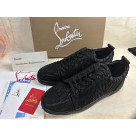 Christian Louboutin Louis Junior Sneakers Velvet Quagga Black eplicChristian Louboutin Shoes
