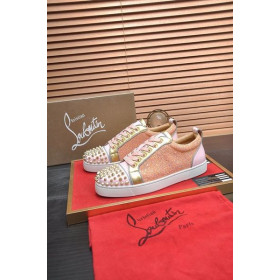 Christian Louboutin Louis Junior Spikes Men Low-top Sneakers Pink Christian Louboutin Shoes
