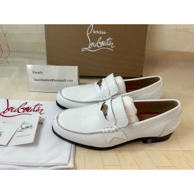 Christian Louboutin No Penny Loafers Calfskin White Christian Louboutin Shoes