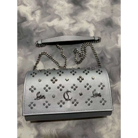 Christian Louboutin Paloma Clutch Metallic Leather and Spikes Silver Christian Louboutin Bags