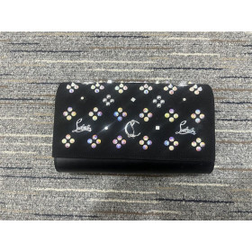 Christian Louboutin Paloma Clutch Suede and Calf Leather and Spikes Black