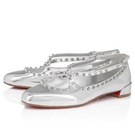 Christian Louboutin Pilouta Jane Spikes Ballerinas Specchio Leather Silver