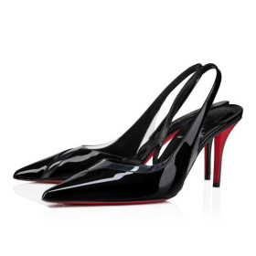Christian Louboutin Posticha 80 Mm Sling Back Pumps Patent Calf Leather Et Pvc Black