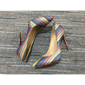 Christian Louboutin So Kate Pumps 120mm Suede Stripy Glitter Multicolor