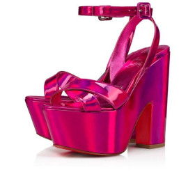 Christian Louboutin Superyaz 160mm Platform Sandals Patent Leather Fuchsia Pink