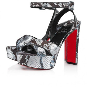 Christian Louboutin Supramariza 130 Mm Platform Sandals Embossed Calf Leather Amazonia Multicolor
