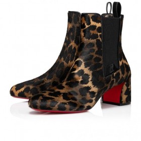 Christian Louboutin Turelastic 55 Mm Low Boots Calf Leather Pony Kitty Leopard Christian Louboutin Shoes