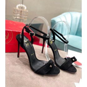 Christian Louboutin Umberta 100mm Sandals Suede Black CL Shoes