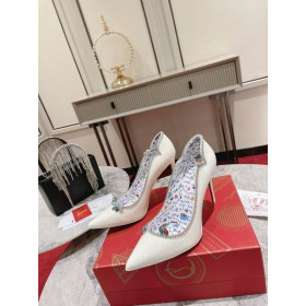 Christian Louboutin Wo Chick Queen 100 Patent Leather Pumps White CL Shoes