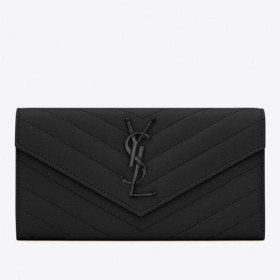 Saint Laurent Large Monogram Flap All Black Wallet Saint Laurent Wallets