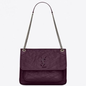Saint Laurent Medium Niki Bag Prunia Crinkled Leather Saint Laurent Bags