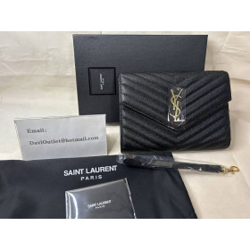 Saint Laurent Monogram Clutch Black Grained Leather Saint Laurent Bags