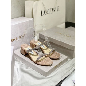 Jimmy Choo 45mm Crystal Sandals Nude