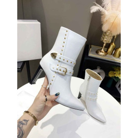 Jimmy Choo Ankle Boot 92mm Pointed Toe Rivet Decor White