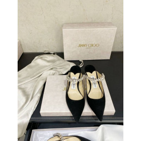 Jimmy Choo Bing 65 Suede Mules Crystal Strap Black