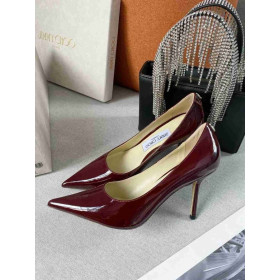 Jimmy Choo Love 85 Burgundy Calf Leather Pumps JC Emblem