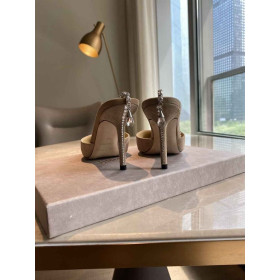 Jimmy Choo Saeda 85mm Pumps Suede Crystal Embellishment Nude