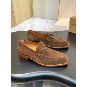 Christian Louboutin Chambelimoc Loafers Suede Calf Leather Dark Brown