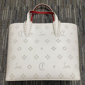 Christian Louboutin East West Cabata Tote Loubinthesky Calfskin White