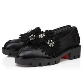 Christian Louboutin Flora Moc Loafers Nappa Leather And Suede Black Christian Louboutin Shoes