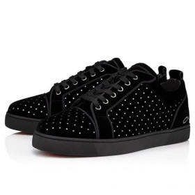 Christian Louboutin Fun Louis Junior Plum Strass Sneakers Black Christian Louboutin Shoes