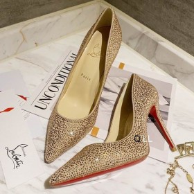 Christian Louboutin Kate Strass Degrade Pumps 100mm Suede Beige