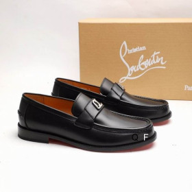 Christian Louboutin Logo Embellishment Loafers Calf Leather Black