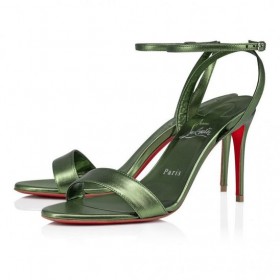 Christian Louboutin Loubigirl 85mm Strappy Sandals Iridescent Nappa Leather Vertlaine CL Shoes