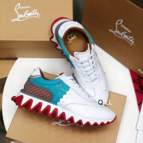 Christian Louboutin Loubishark Men Sneakers Suede and Leather White Blue