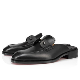Christian Louboutin Chambeluss Mules Calf Leather Black CL Shoes