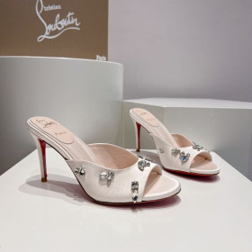 Christian Louboutin Degraqueen 85 Mm Mules Sandals Crepe Satin Lecheche Christian Louboutin Shoes