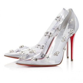 Christian Louboutin Degraqueen Pump 100 Mm Pumps Pvc Nappa Silver Christian Louboutin Shoes