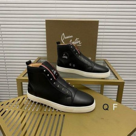Christian Louboutin Fique A Vontade High-top Sneaker Calfskin Black CL Shoes