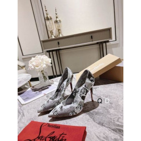 Christian Louboutin Kate Pumps 100mm Graphic Printed Patent Leather Gray