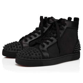 Christian Louboutin Lou Spikes 2 Sneaker Fabric And Calf Leather Black