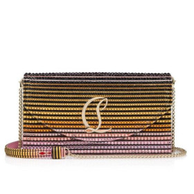 Christian Louboutin Loubi54 Clutch Aftersun Printed Crepe Satin And Strass Multicolor