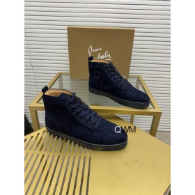 Christian Louboutin Louis Orlato High Top Sneakers Veau Velours Blue
