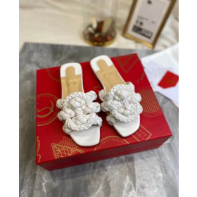 Christian Louboutin Marmela Flat Sandals Lambskin White Christian Louboutin Shoes