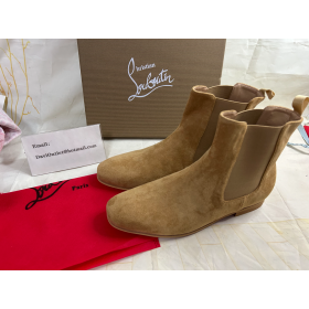 Christian Louboutin Men Chelsea Boots Suede Brown Christian Louboutin Shoes