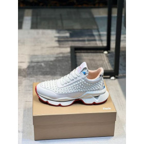 Christian Louboutin Neoprene Spike Sock Donna Flat Sneakers White