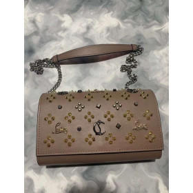Christian Louboutin Paloma Clutch Calf Leather and Spikes Coffee