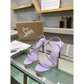 Christian Louboutin Rosalie Strass 100 Mm Sandals Suede And Strass Lilac